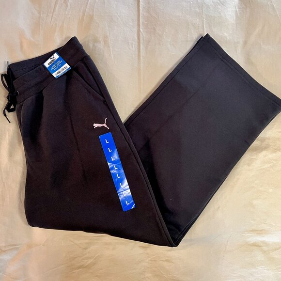 Puma Fleece Straight Leg Pants * Black * Pockets * Size L * Inseam 30.5" * NWT - Picture 3 of 7